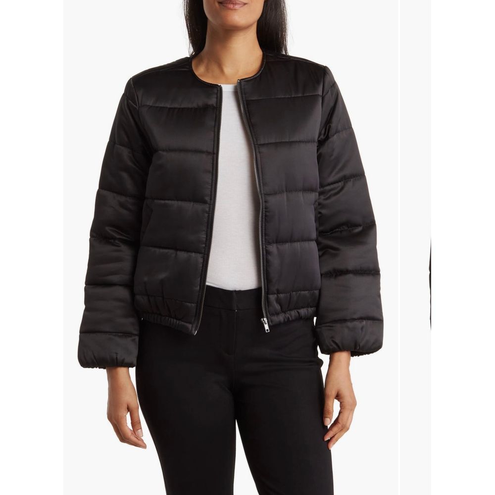 Sanctuary Laila Recycled Polyester Satin Bomber Jacket In Black Noir‎ Size Large